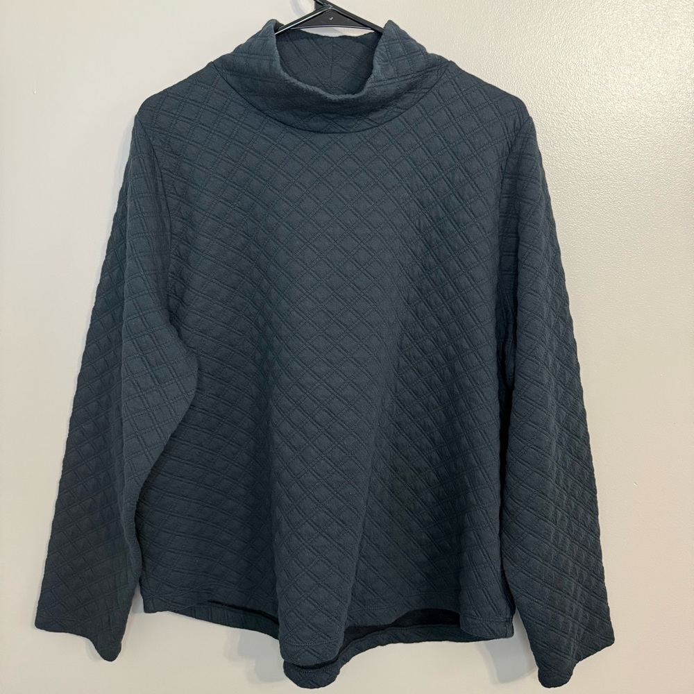 J.Crew Factory Black Quilted Texture Mock Neck Turtleneck Sweatshirt Women’s XXL